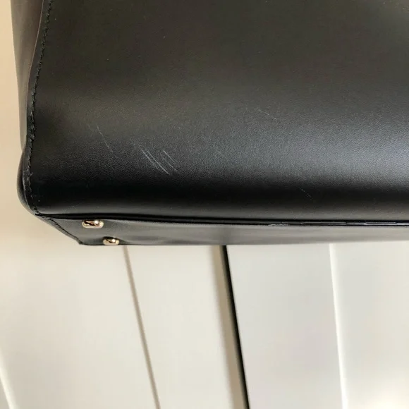 Kate Spade Black & Blue Top Handle Leather Tote Bag - Picture 3 of 16